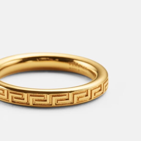 Versace Greca and Versace Logo Engraved on the Inner Band Ring Italy Sz 11 - Picture 2 of 3